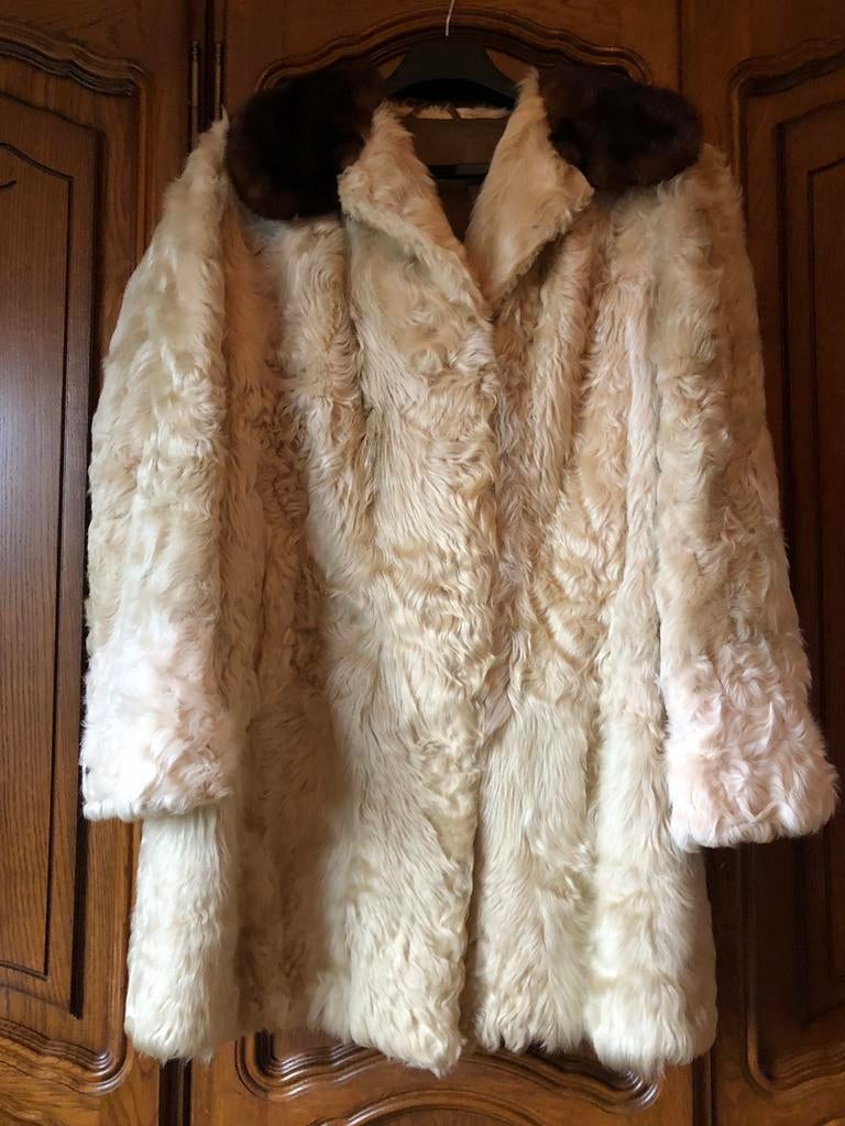 Jasje van konijnenbont - vintage nertskraag, Kleding | Dames, Jassen | Winter, Gedragen, Maat 46/48 (XL) of groter, Wit