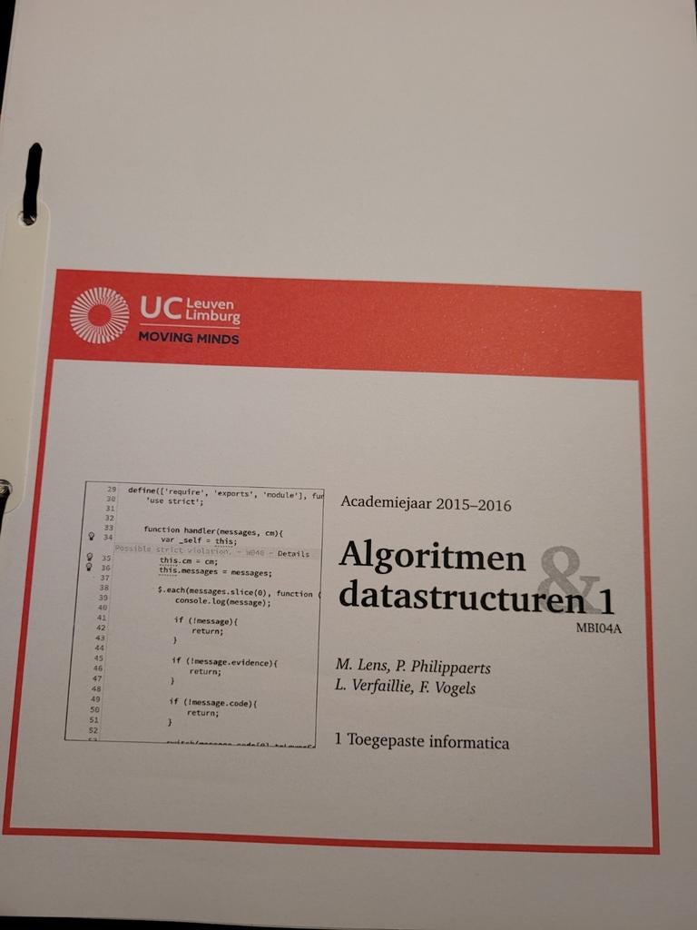 Algoritmen datastructuren 1 MBI04A, Enlèvement ou Envoi
