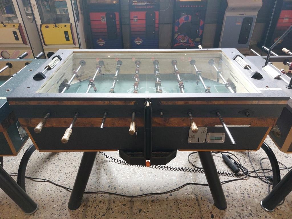 Tafelvoetbal / voetbaltafel / kicker Jupiter Goldstar, Ophalen, Gebruikt
