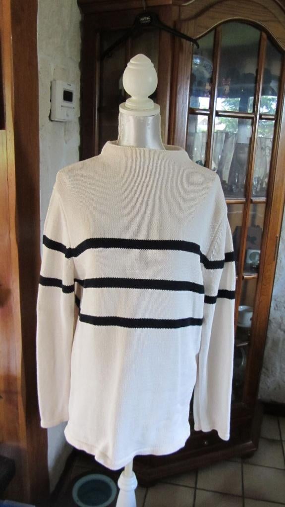 Pull blanc ligné bleu, Enlèvement ou Envoi, Bleu