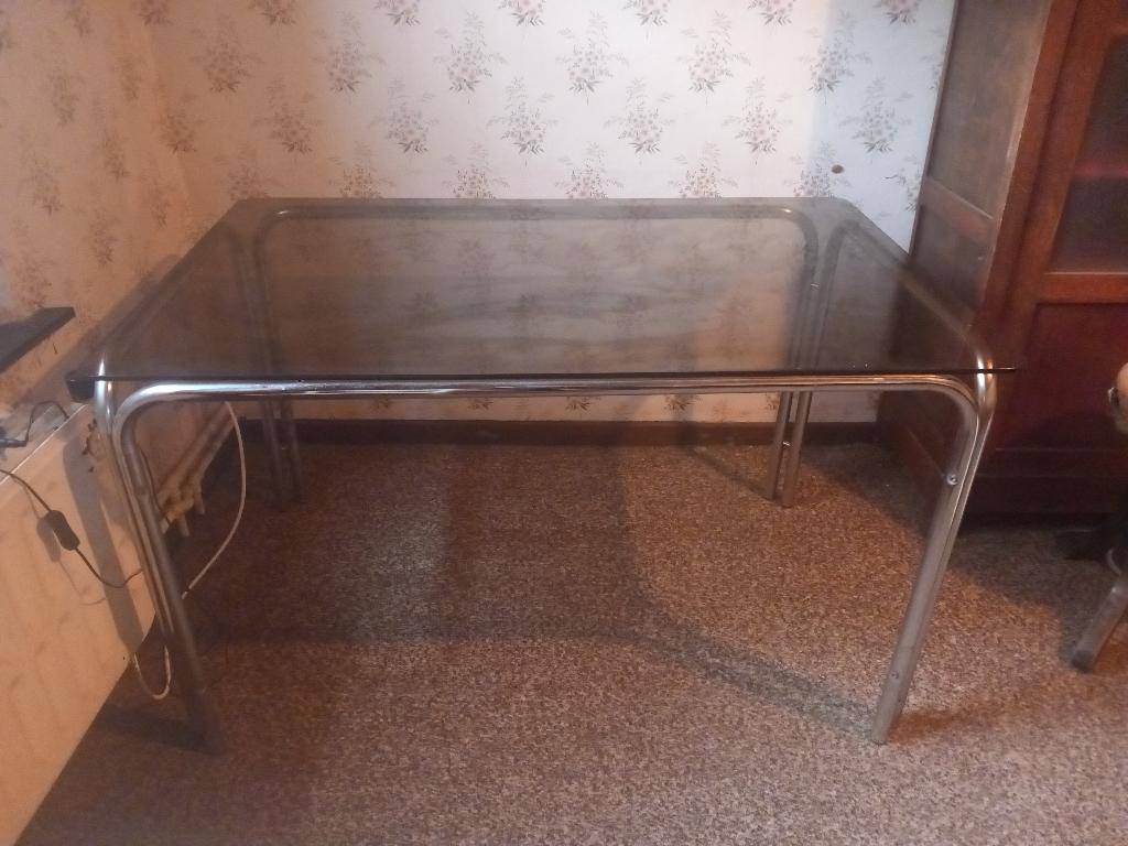table en verre tubulaire 70's, Enlèvement, Comme neuf