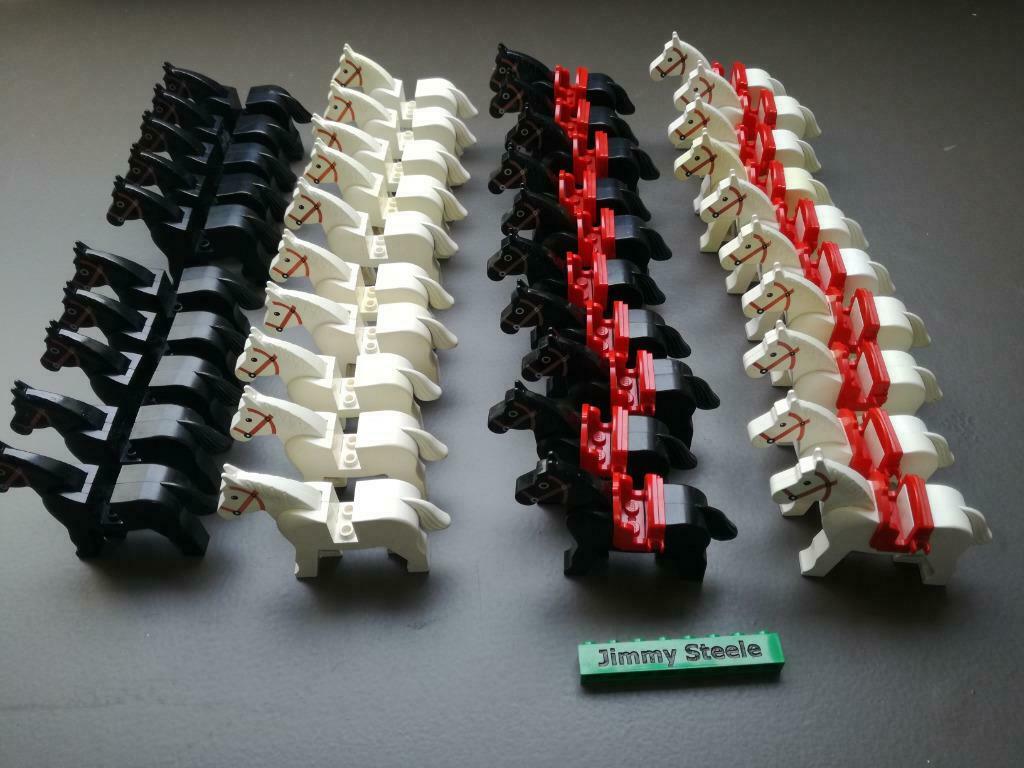 lego 40 witte + zwarte paarden 20 rode zadels ridder castle, Ophalen of Verzenden, Gebruikt, Lego