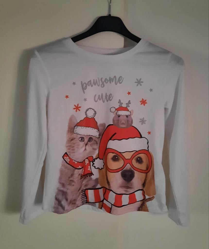 Bonprix kerst longsleeve tshirt "128-134", Ophalen of Verzenden, Zo goed als nieuw