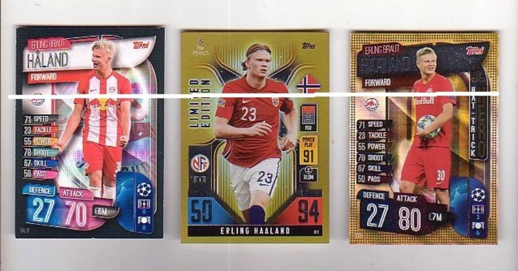 Topps / 3 Tradingcards Erling Haaland, Verzenden, Nieuw, Spelerskaart