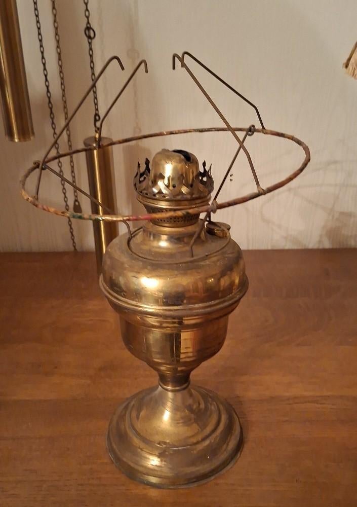 Lampe à kérosène/lampe à huile en laiton antique (vers 1900), Enlèvement ou Envoi