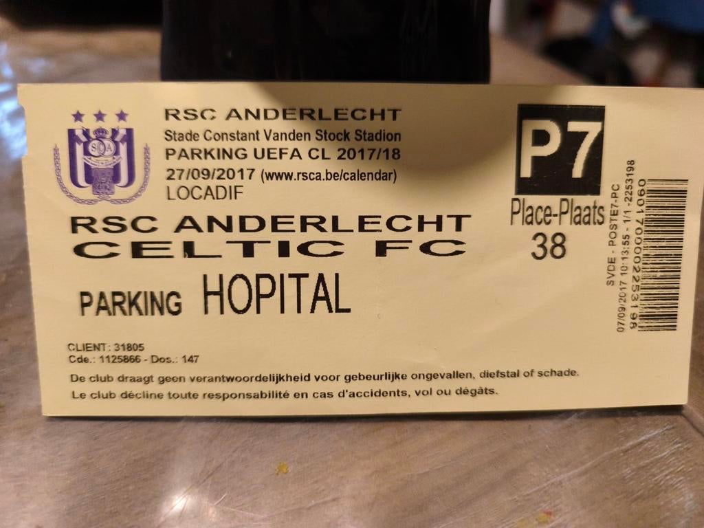 Ticket parking Anderlecht Celtic