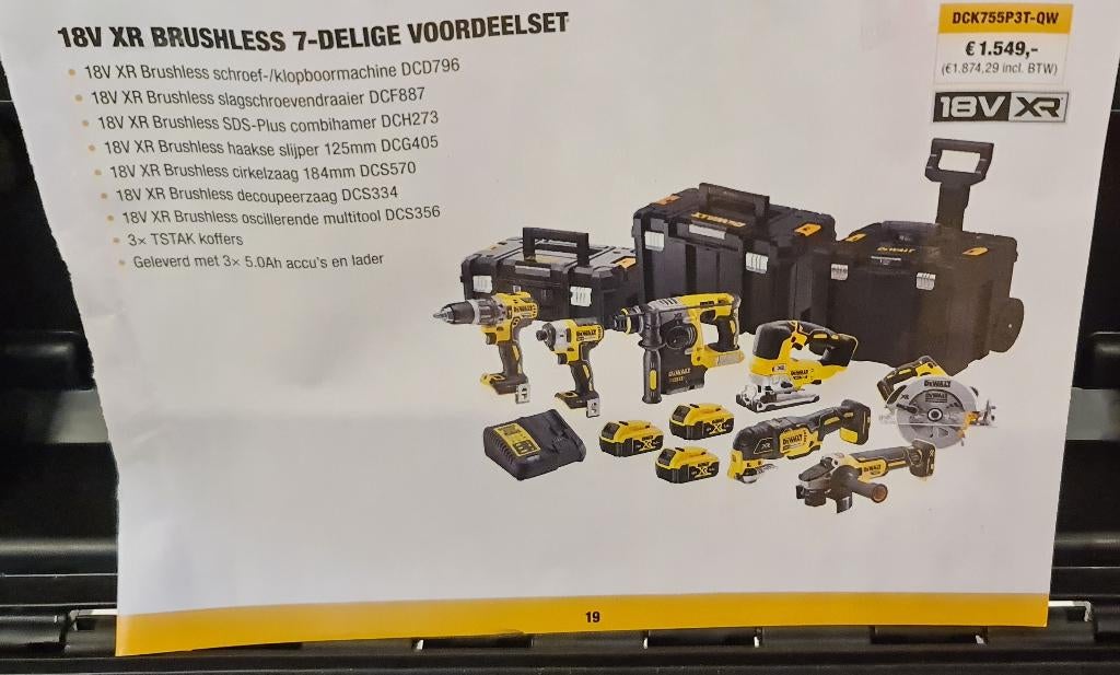 nieuwe 7 delige dewalt set, Doe-het-zelf en Bouw, Gereedschap | Slijpmachines, Nieuw, Ophalen