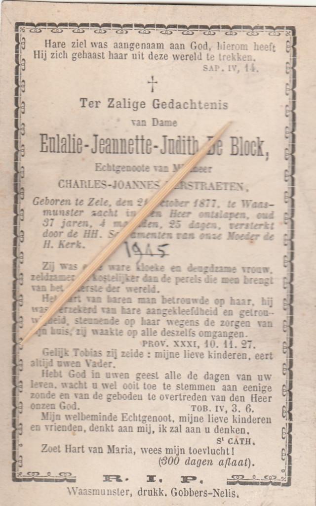 Eulalie De Block, Verzenden