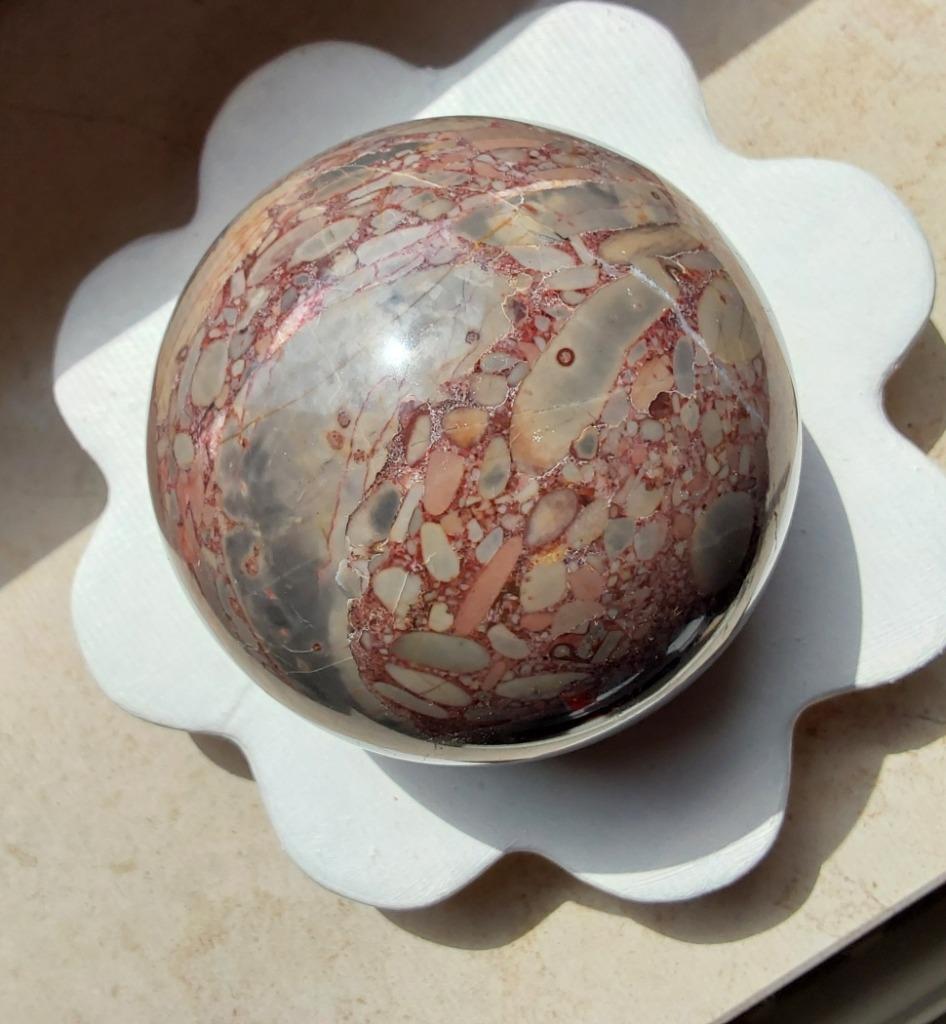 Bol van gepolijst fossiel hout - Diameter 8 cm, Ophalen