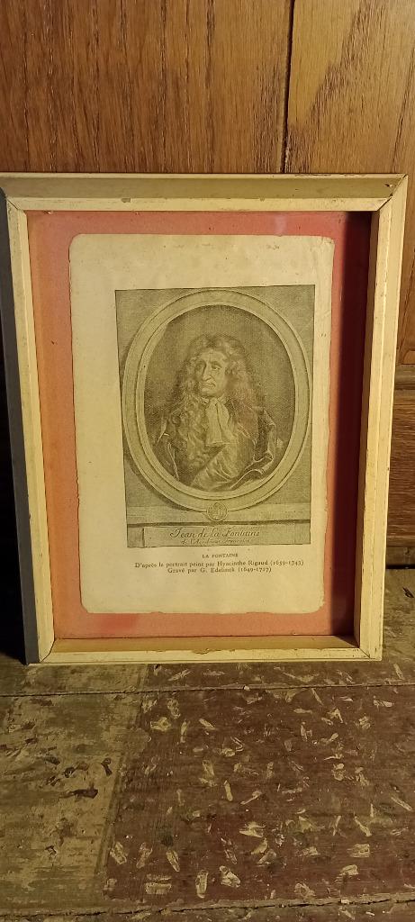 Gravure XVIIe Jean de La Fontaine, 17x22, n206, Enlèvement ou Envoi, Portrait, Gravure