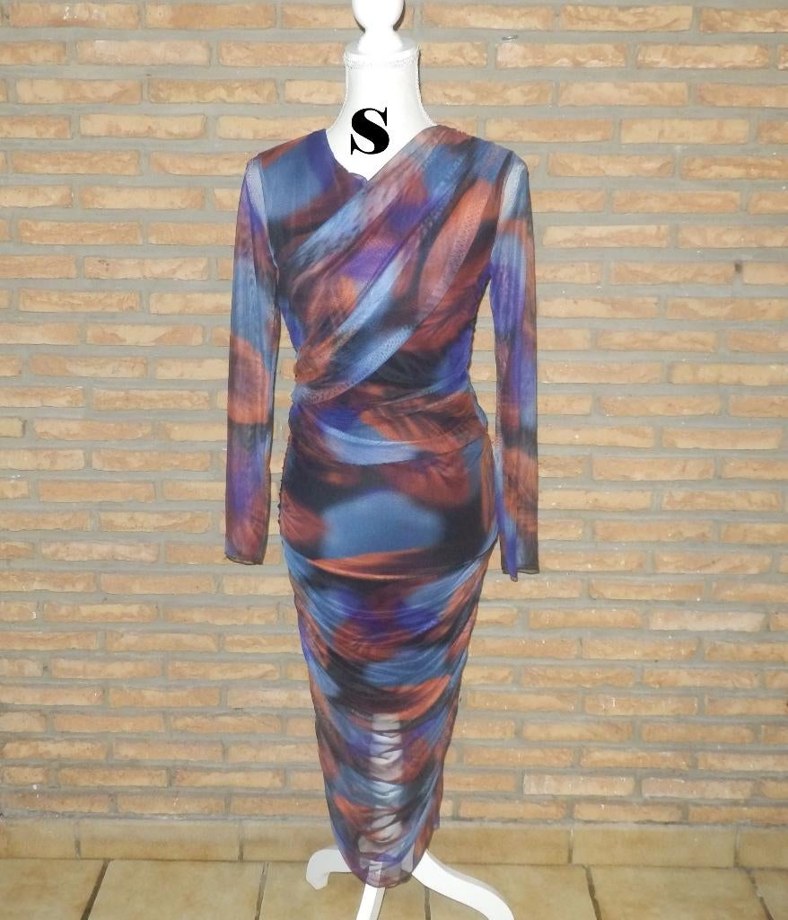 (13) - ensemble jupe + blouse femme t.S coloré, Enlèvement ou Envoi, Taille 36 (S), Comme neuf, Bleu