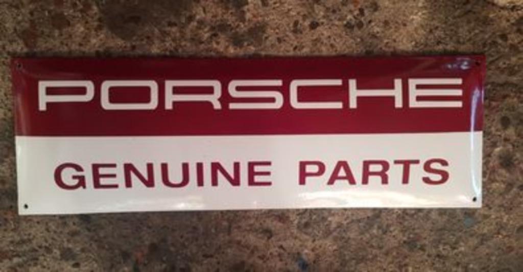 Porsche genuine parts emaillen reclame decoratie bord garage, Verzamelen, Merken en Reclamevoorwerpen, Zo goed als nieuw, Reclamebord
