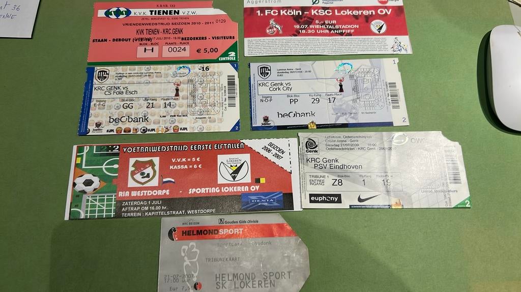 Kaartjes vriendschappelijke wedstrijden van Genk en Lokeren, Verzamelen, Verzenden, Gebruikt