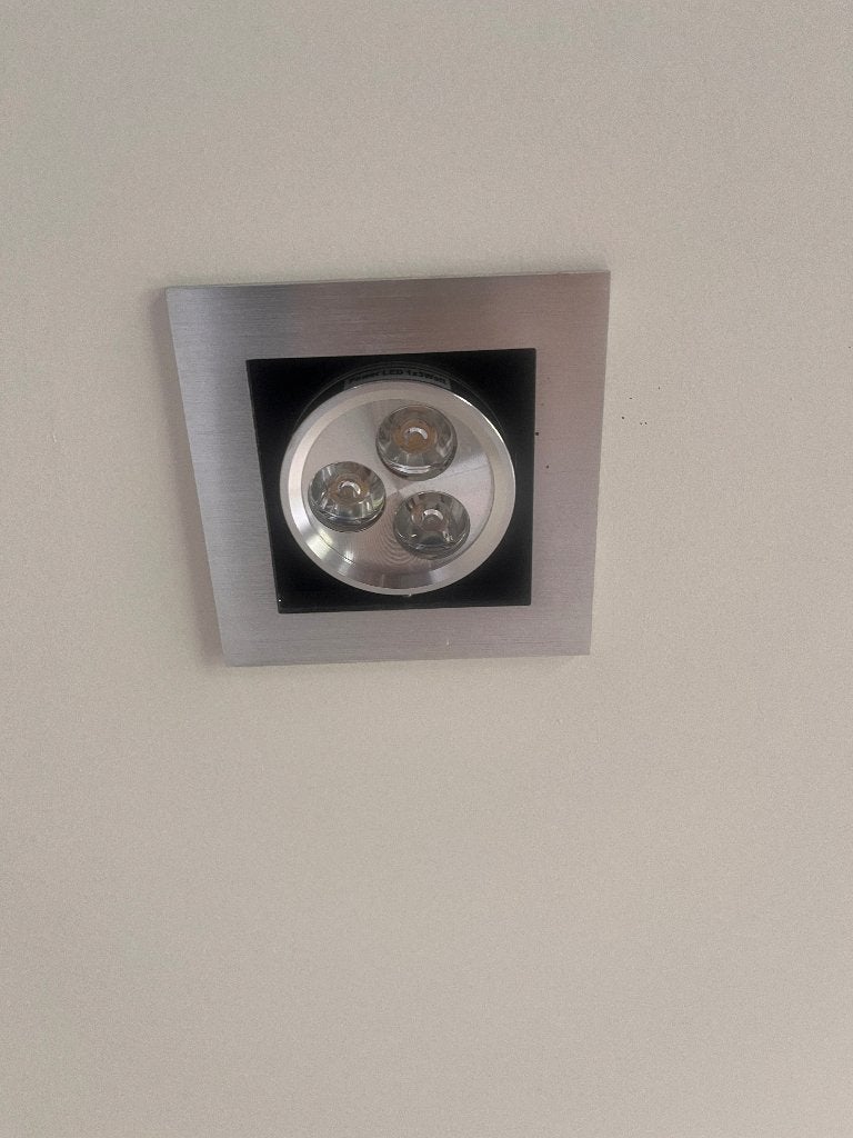 10x spots zilver met transfo, Ophalen, Gebruikt, Plafondspot of Wandspot