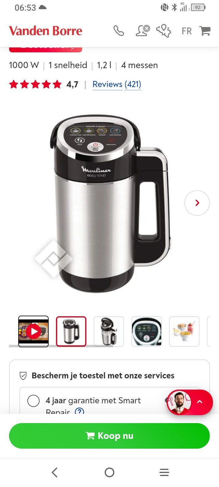 soep en smoothie maker maar maand oud nog garantie, Ophalen