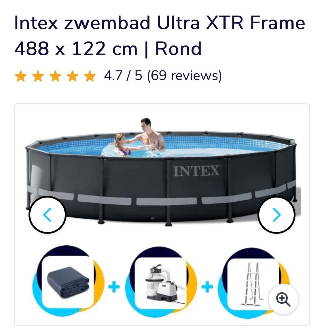 Zwembad intex  ultra xtr 488x122, Jardin & Terrasse, Piscines, 300 cm ou plus, Rond, Enlèvement, Utilisé