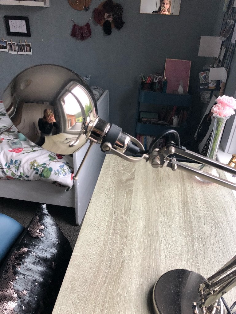 zilveren bureaulamp, Ophalen, Bureaulamp, Gebruikt, Grijs