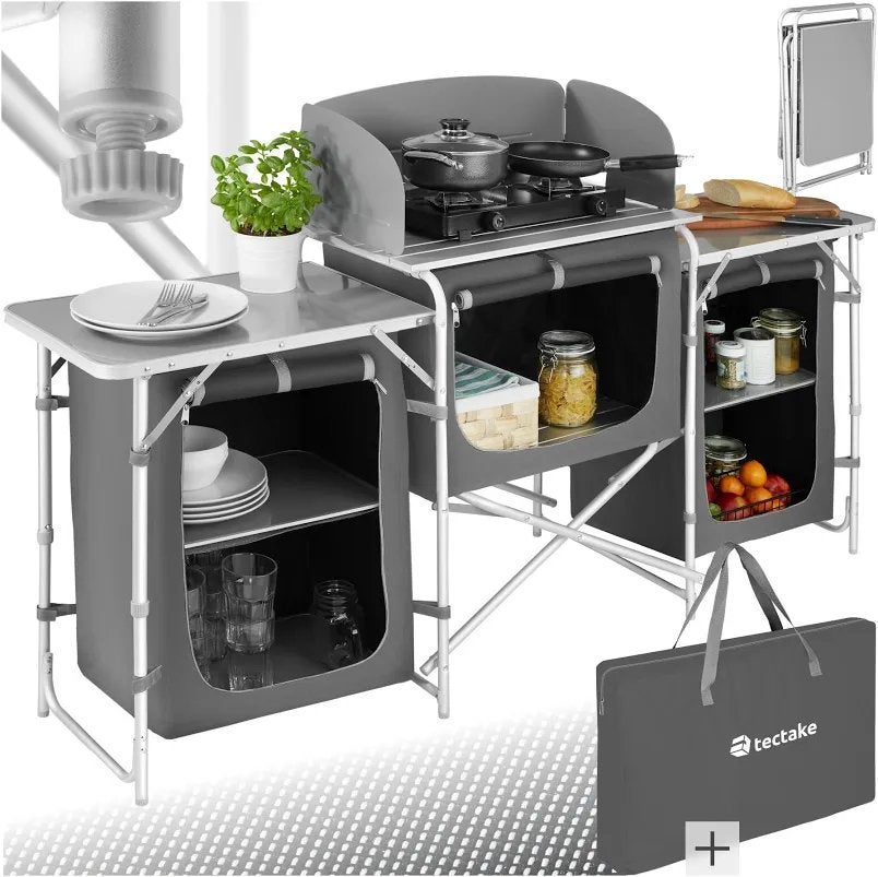 Tectake kampeerkeuken, Caravanes & Camping, Meubles de camping, Enlèvement, Comme neuf, Armoire de camping