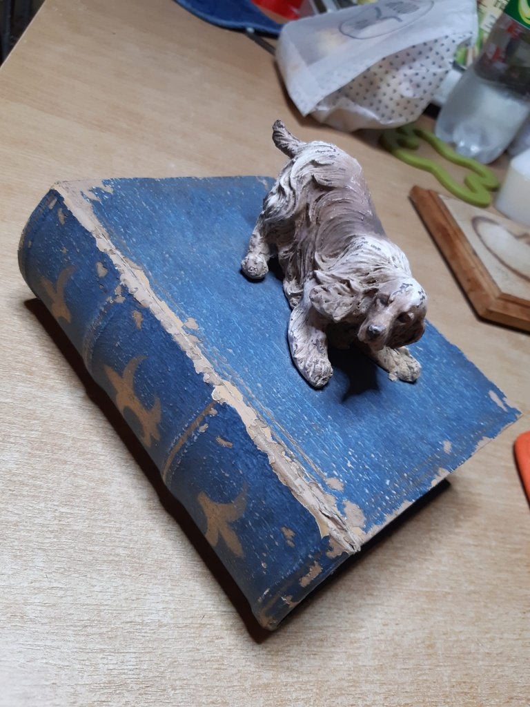 Boîte imitant un ancien livre avec effigie de chien, Enlèvement ou Envoi, Boîte