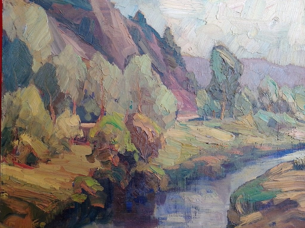 Georges Haway  1895 - 1945   Oever van Le Hoyoux, Envoi, Impressionniste, Signé