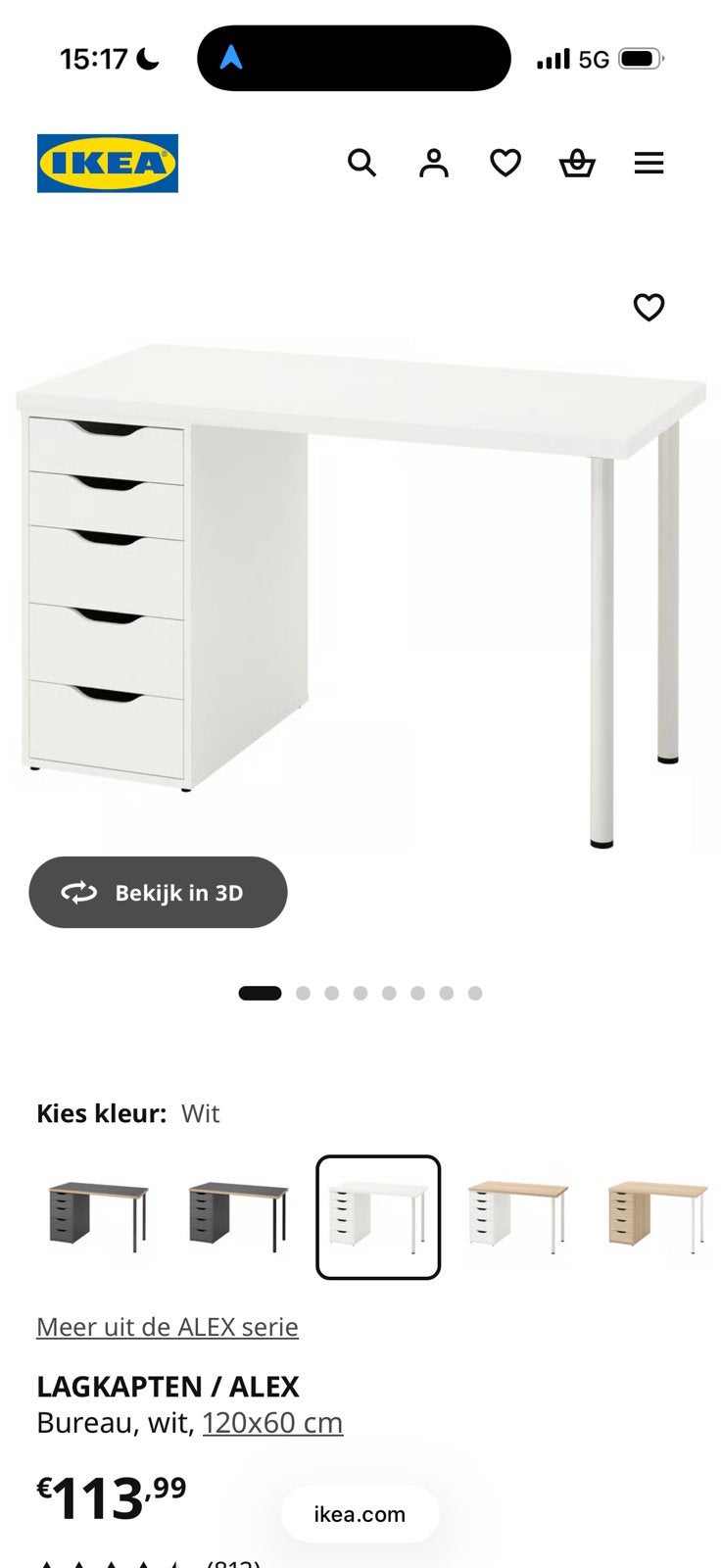 Bureau Wit, Ophalen, Gebruikt, 120 cm, Schoolbureau
