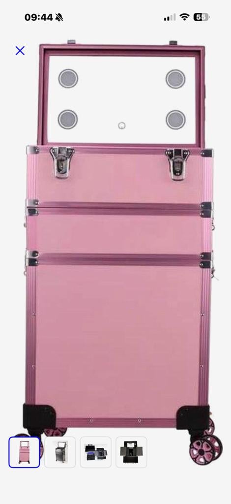Roze Beauty/kapper/nagelskoffer, Roulettes, Comme neuf, Enlèvement, 60 à 70 cm