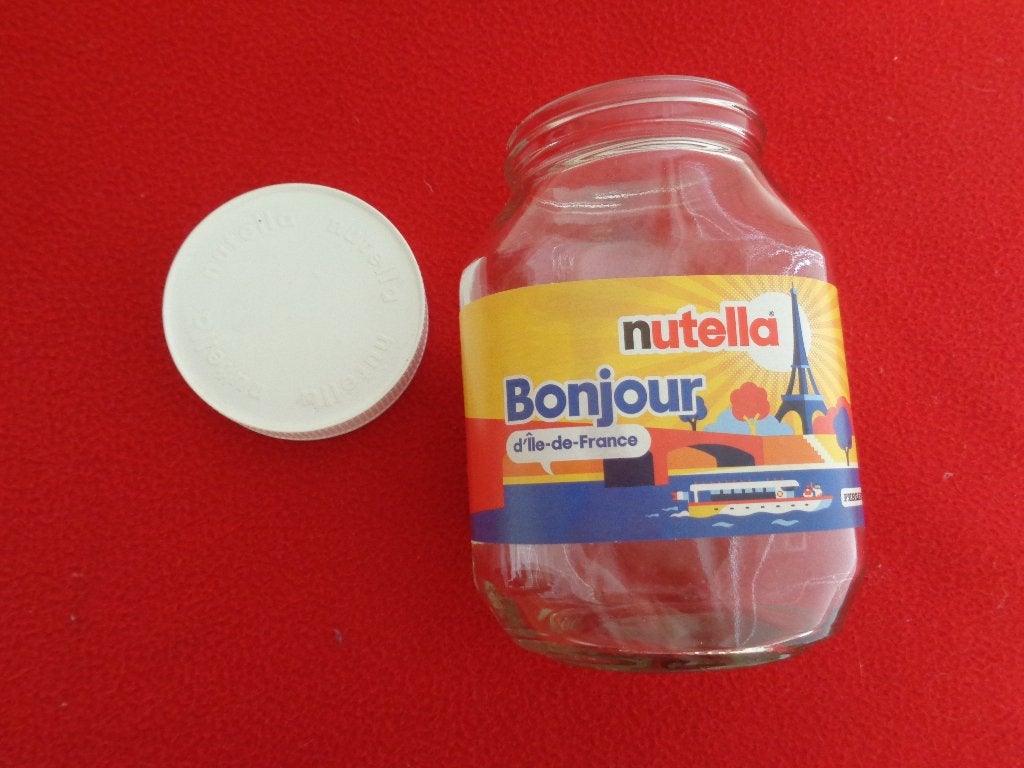 Collection Pot "NUTELLA" Vide. Bonjour Ile-de-France, 1000gr, Verzamelen, Merken en Reclamevoorwerpen, Verzenden, Gebruikt, Overige typen