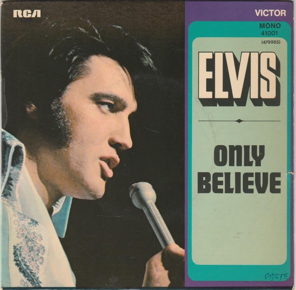 45T: Elvis Presley: Only believe    Gospel, CD & DVD, Vinyles Singles, Enlèvement ou Envoi, Utilisé, Religion et Gospel