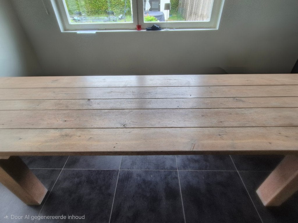 Robuuste Massief Eiken Eettafel (220 x 100) - Blad 4 cm dik, 100 à 150 cm, Enlèvement, Utilisé, Chêne