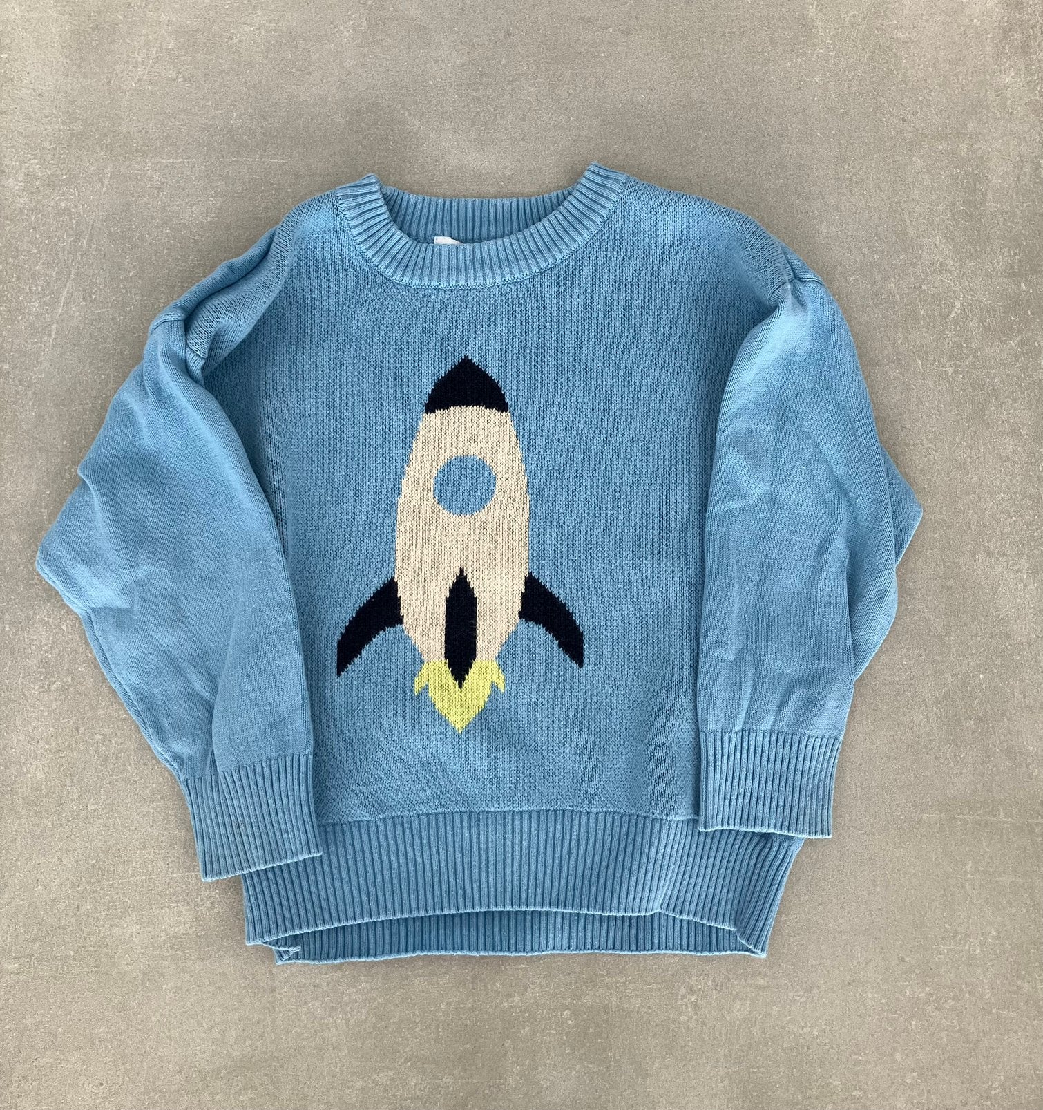 Besties blauwe rakettrui maat 92/98, Kinderen en Baby's, Kinderkleding | Maat 92, Ophalen, Zo goed als nieuw, Jongen, Jurk of Rok