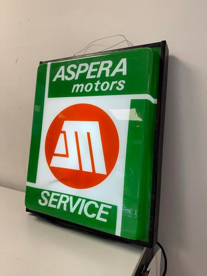 Vintage Aspera Motors Service Lichtbak - Uniek Reclamebord