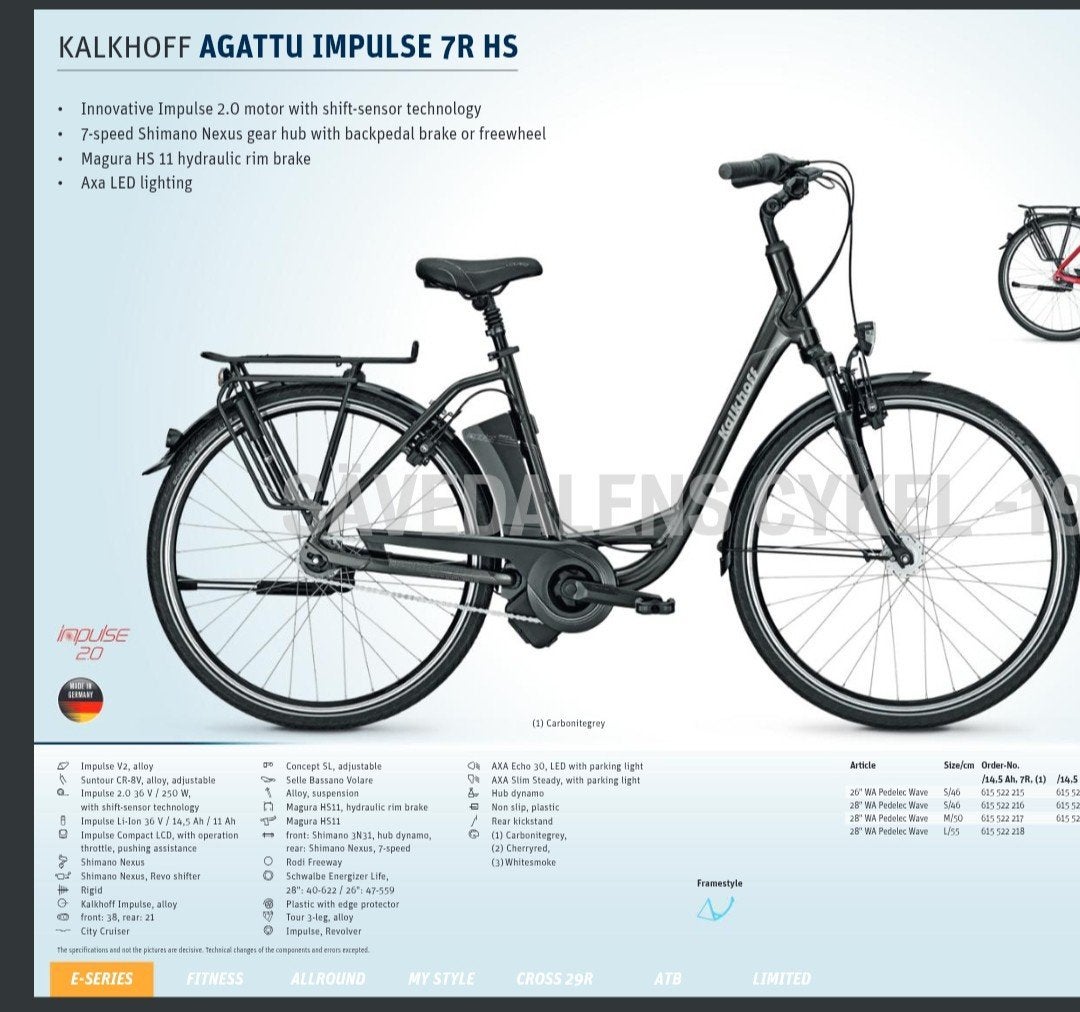 2015 Kalkhoff Agattu 7 v Impulse 2.0  36v/14.5 aH, Vélos & Vélomoteurs, Vélos électriques, Autres marques, Moins de 47 cm, 50 km par batterie ou plus