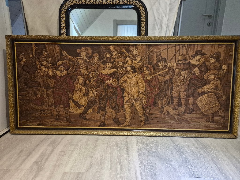Tapisserie murale dans le cadre « Night Watch », Enlèvement, Utilisé, Brun, Encadré