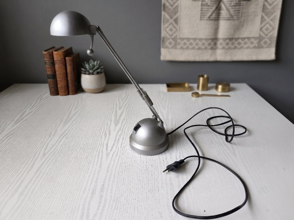 Lampe de bureau ajustable - design moderne, Maison & Meubles, Métal, Argenté, Lampe de bureau, Enlèvement