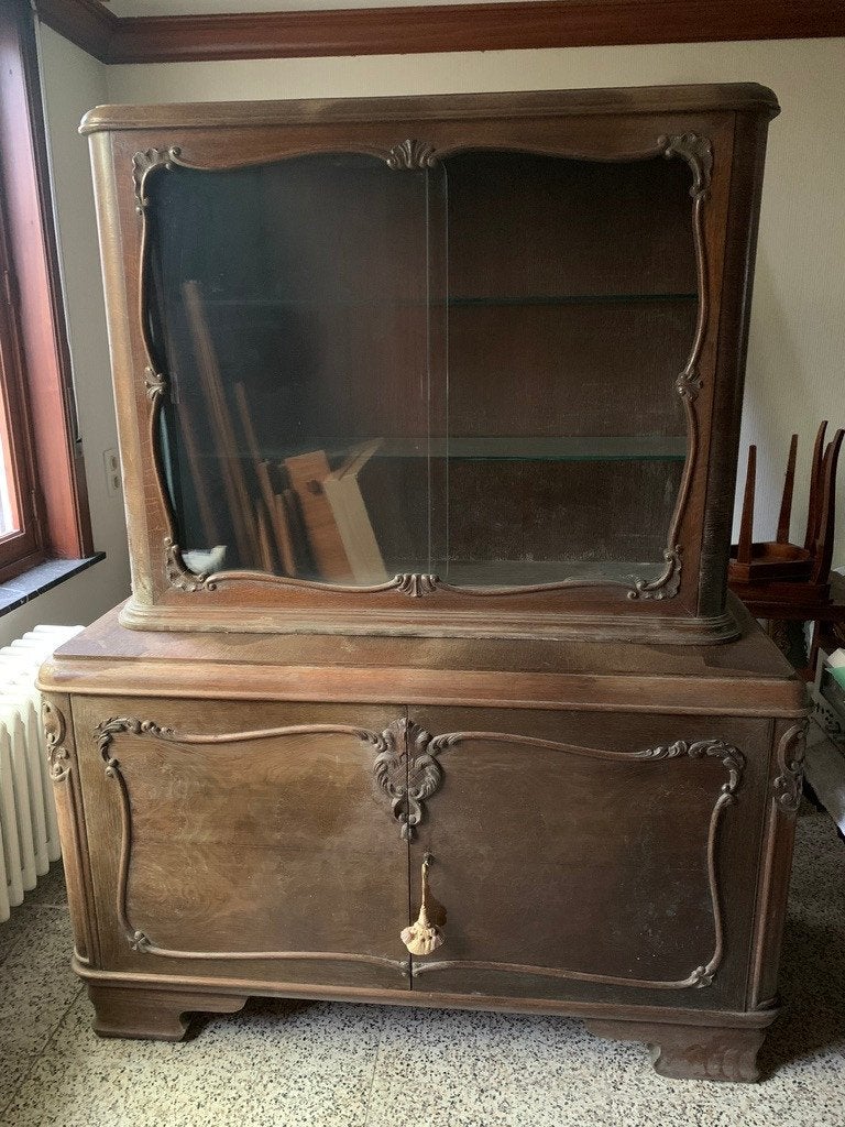 Buffet vaisselier vitré des années 40-50, Maison & Meubles, Avec porte(s), 100 à 150 cm, Utilisé, Années 40-50