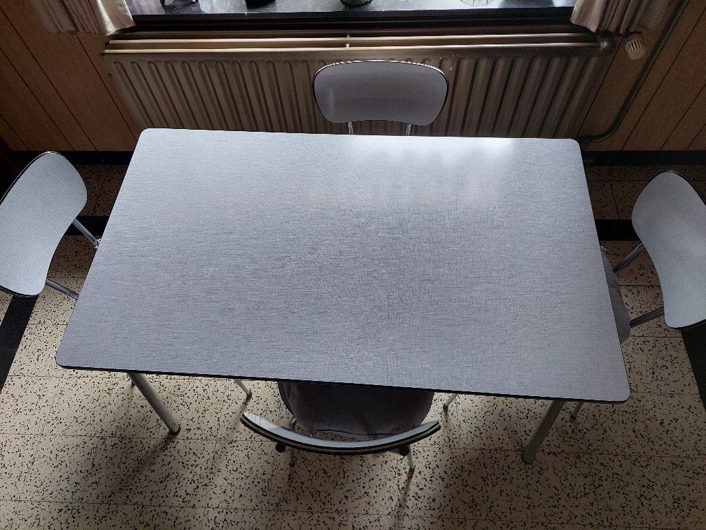 Keukentafel met stoelen, Huis en Inrichting, Tafels | Eettafels, Ophalen, Kunststof, Gebruikt, 100 tot 150 cm
