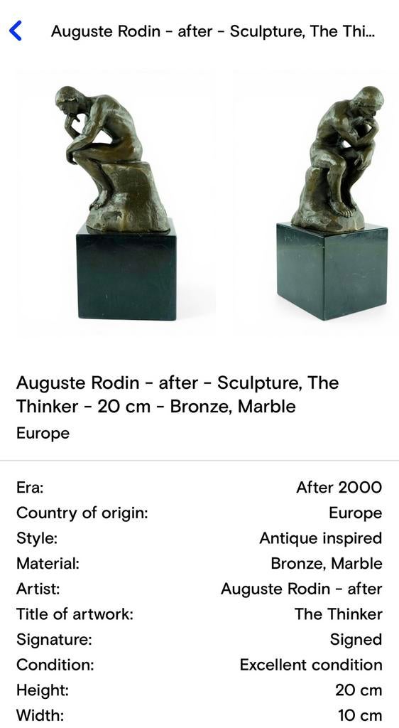 Sculptuur Brons Marmer gesigneerd, Antiek en Kunst, Ophalen, Brons, Beeld