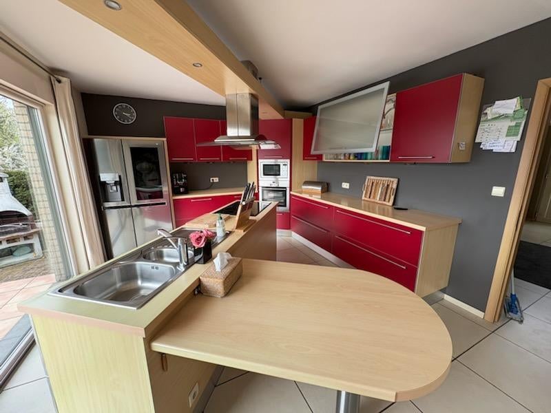 keuken, Huis en Inrichting, Keuken | Complete keukens, Gebruikt, Hoekkeuken, Overige kleuren, Hout, Met kookeiland, Ophalen