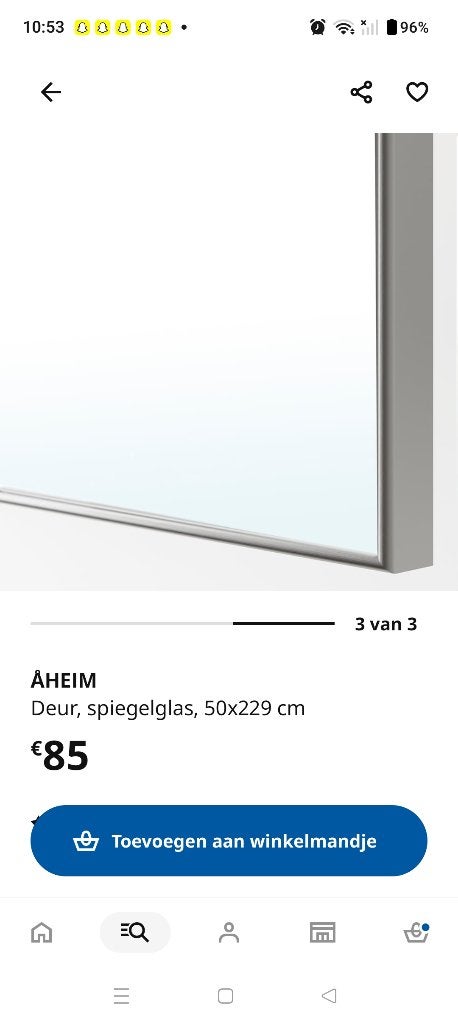 Spiegeldeur pax ikea, Huis en Inrichting, Ophalen, Zo goed als nieuw, 50 tot 100 cm, 200 cm of meer