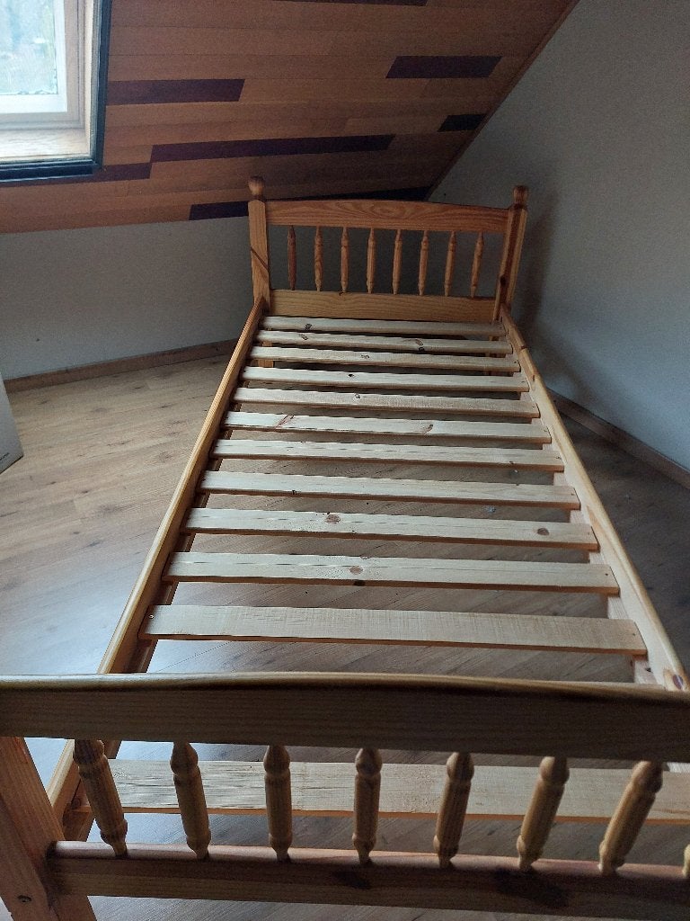 Grenen bed, Ophalen, 210 cm, Hout, 100 cm