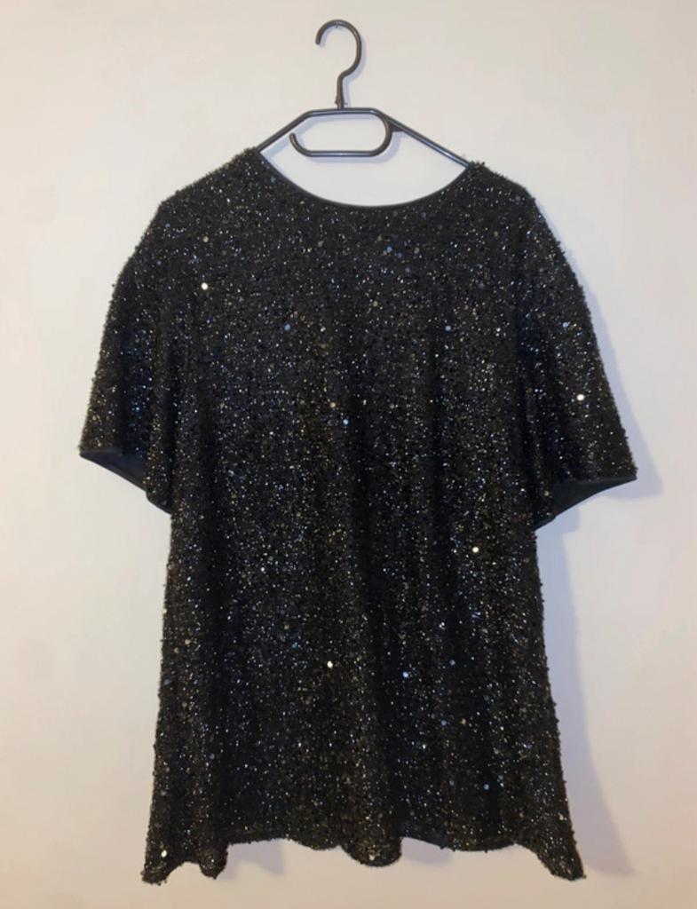 Zwart pailletten jurkje met open rug - maat S, Kleding | Dames, Zwart, Ophalen of Verzenden, Zo goed als nieuw, Maat 36 (S)