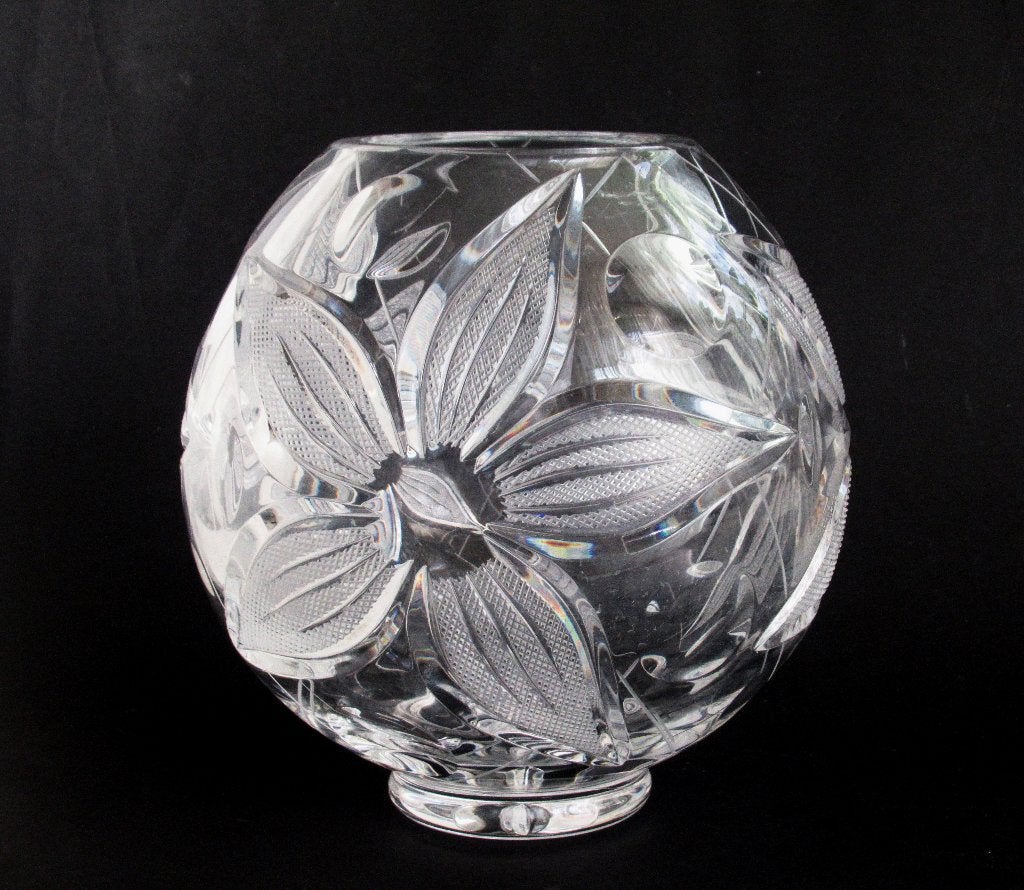 Vase à fleurs en forme de boule de cristal taillé..., Enlèvement ou Envoi