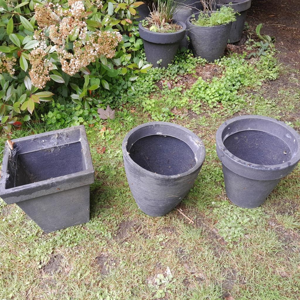 Lot de grands pots de jardin gris, Tuin en Terras, Bloembakken en Plantenbakken, Tuin, Vierkant, Ophalen