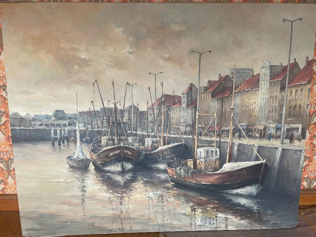 Olieverfschilderij op linnen doek " OOSTENDE", Antiek en Kunst, Ophalen