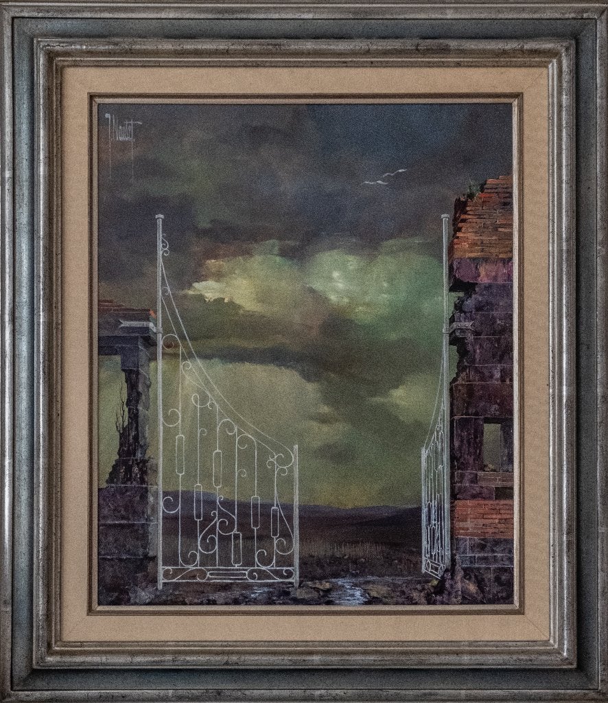 superbe peinture surréaliste, Antiquités & Art, Peinture à l'huile, Bois, Encadré, Enlèvement