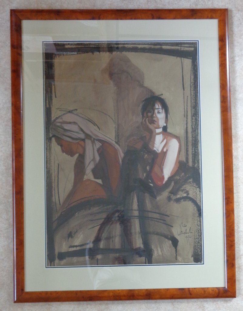 NICO VRIELINK / TWEE NAAKTE VROUWEN OLIEVERF 128x97cm KADER, Peinture à l'huile, Figures, Enlèvement, Papier/carton