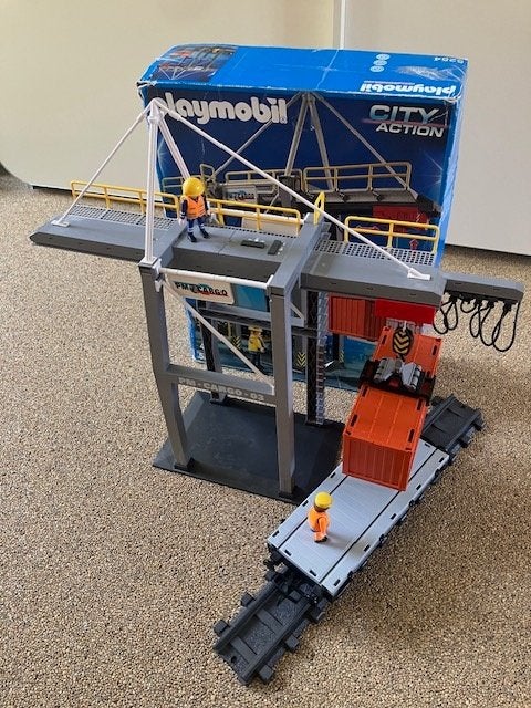 Wagon Playmobil avec grue à conteneurs 5254 avec OVP, Enlèvement ou Envoi, Autres séries, Kit complet, Utilisé