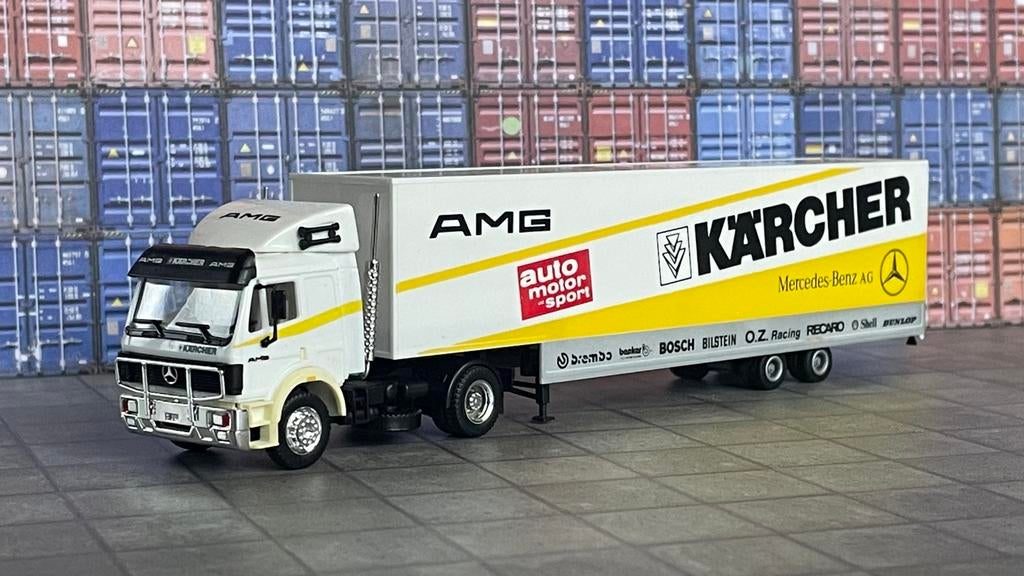 Herpa MB SK motorsport AMG Kärcher 1:87, Ophalen of Verzenden, Zo goed als nieuw, Bus of Vrachtwagen, Herpa