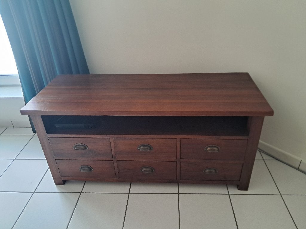 Tv kast teak donkerbruin, Huis en Inrichting, Ophalen, Gebruikt