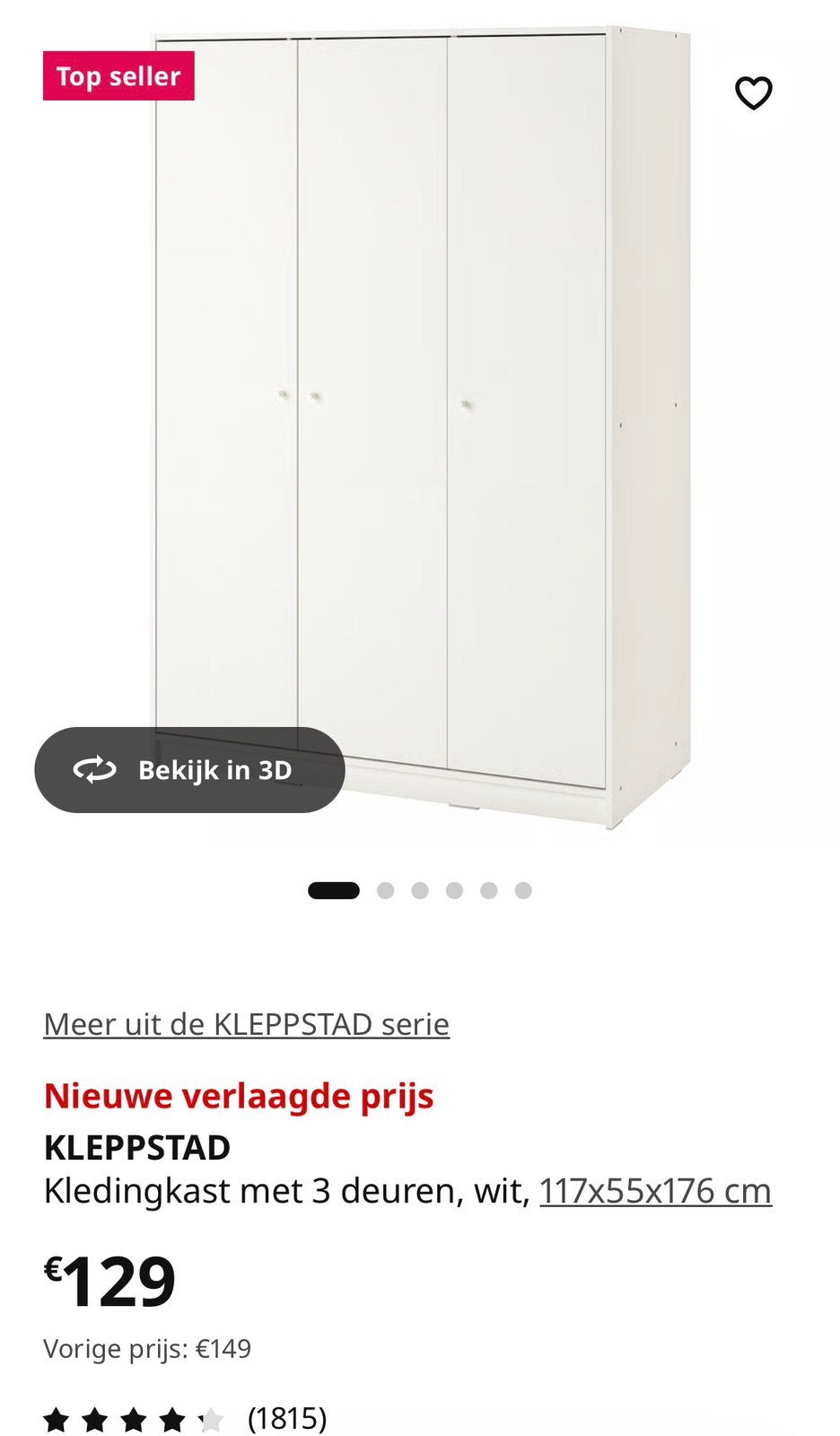 Kledingkast met 3 deuren,, Huis en Inrichting, Ophalen, Zo goed als nieuw
